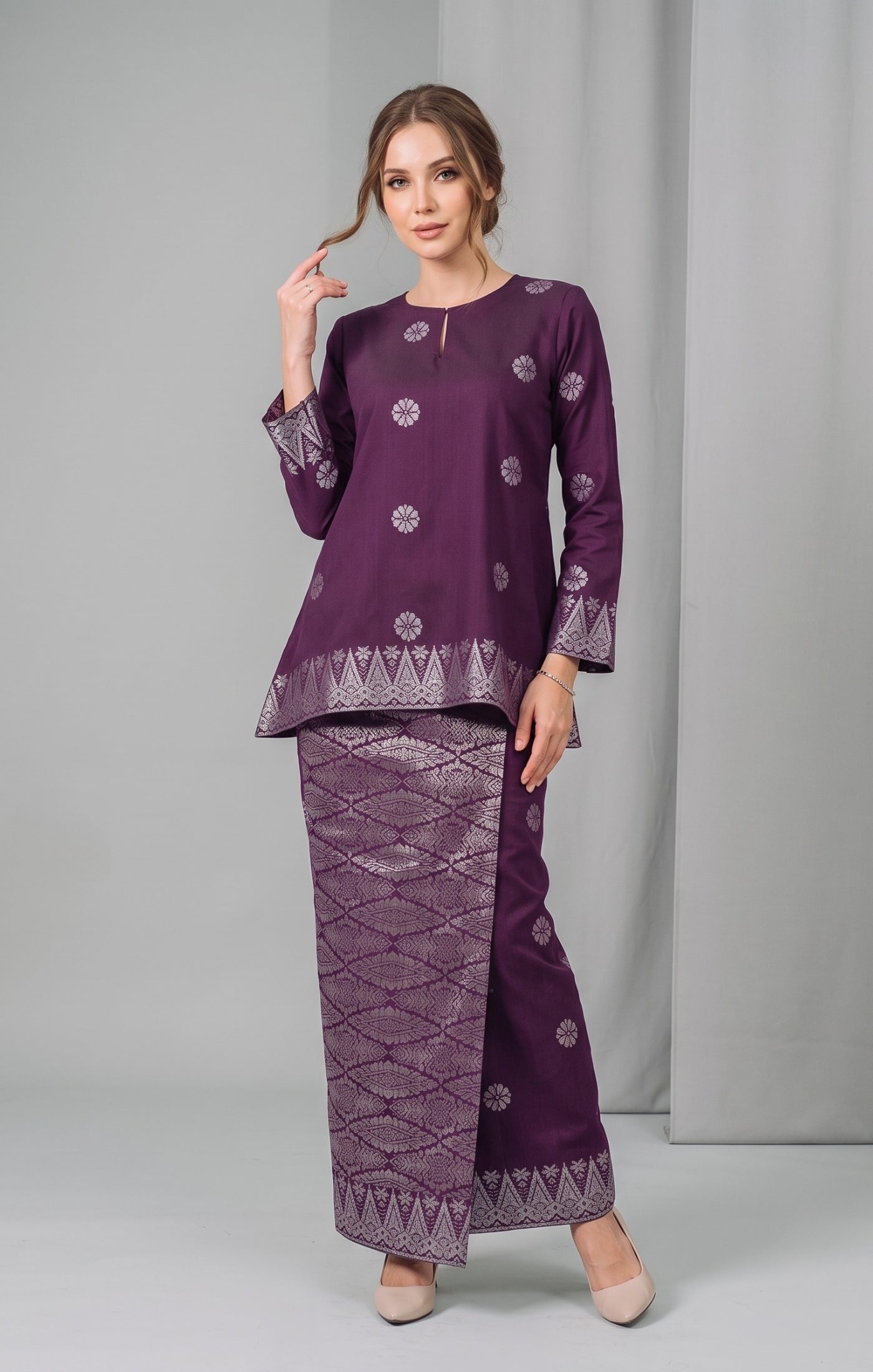 ARYANA KURUNG KEDAH | MAGENTA SILVER