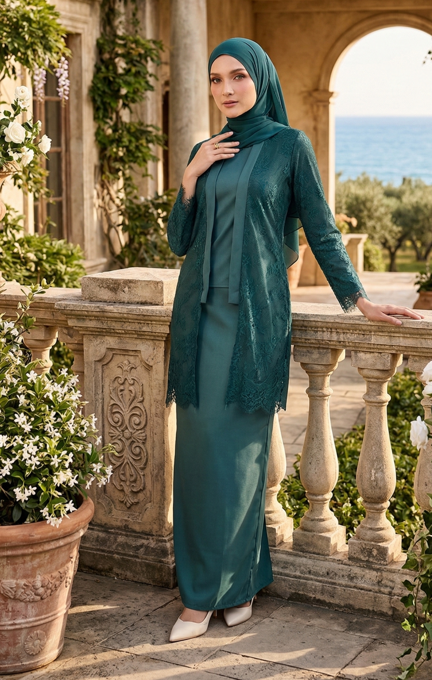 KASUM KEBAYA KUTU BARU | TEAL GREEN
