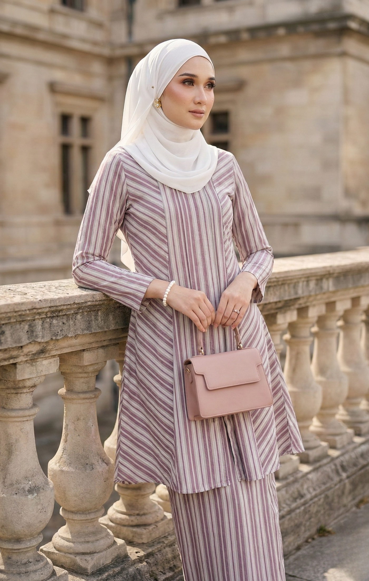 LIYANA 2.0 KEBARUNG LINEN | DUSTY PINK STRIPE D3-1