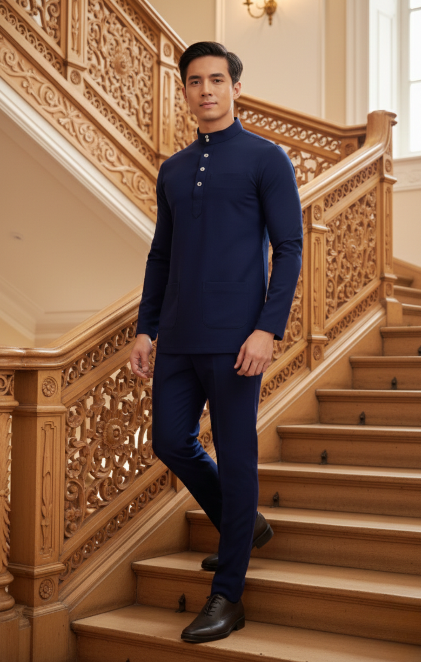 NAUFAL BAJU MELAYU CEKAK MUSANG | NAVY BLUE