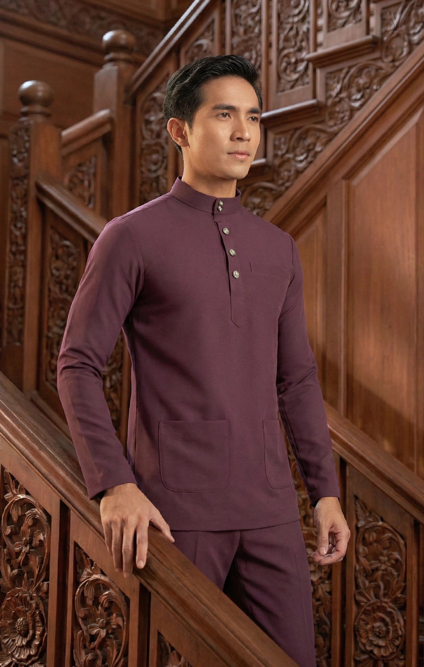 NAUFAL BAJU MELAYU CEKAK MUSANG | DUSTY MAGENTA