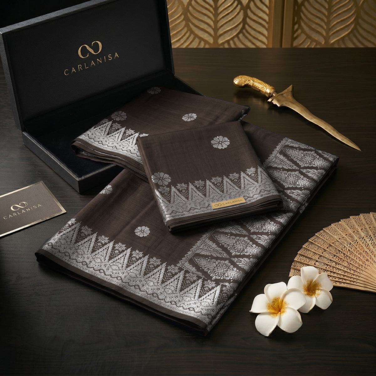 SONGKET BUNGA TABUR | DARK CHOCOLATE SILVER
